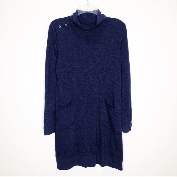 HORNY TOAD Button Mock Neck Pockets Organic Knit Tunic Dress - Picture 1 of 10